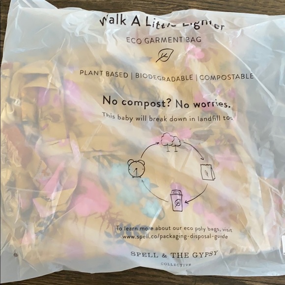 SOLD NWT SPELL | wild bloom kimono robe  mustard - Picture 9 of 14